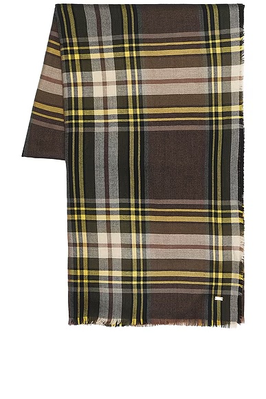 Large Fringed Scarf Brown & Dark Green