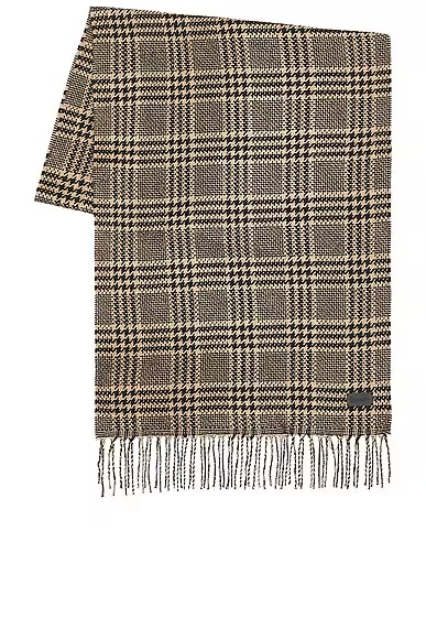 Long Prince Of Wales Scarf Black & Beige