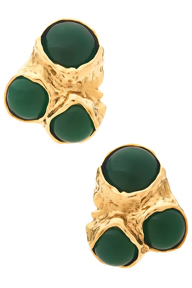 Bubble Earrings Or Laiton & Milky Vert