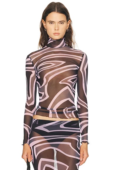 Long Sleeve Top Black & Pink