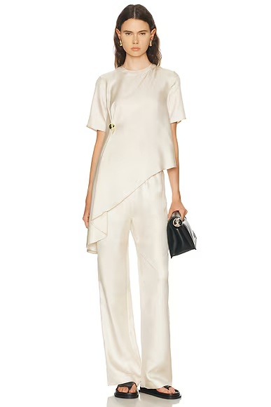 Madea Asymmetric Draped Top Ivory