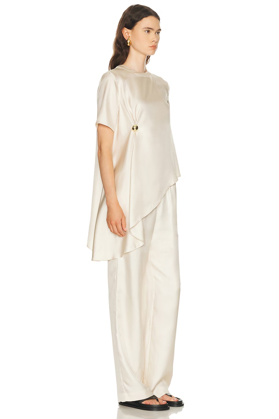 Madea Asymmetric Draped Top Ivory