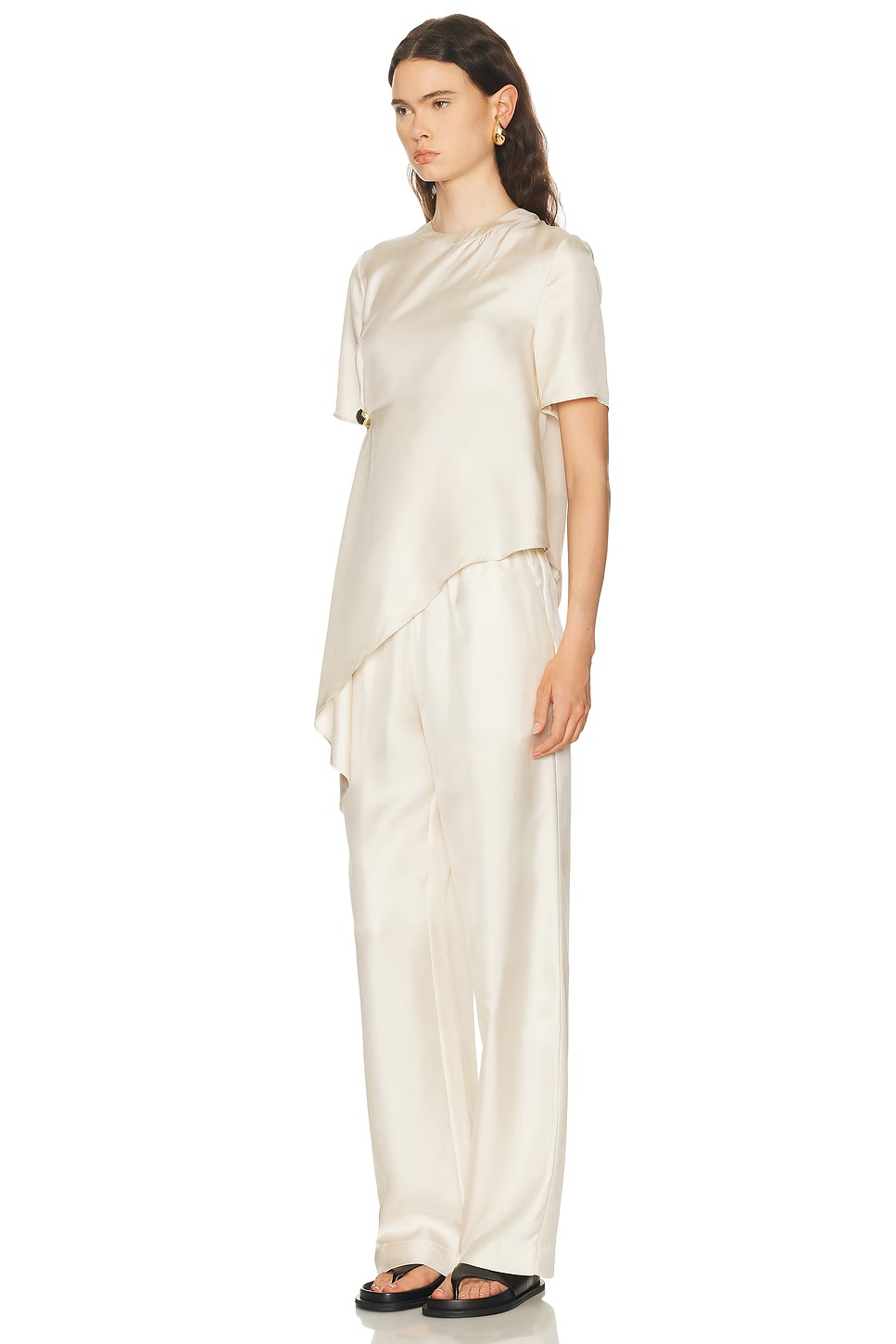 Madea Asymmetric Draped Top Ivory