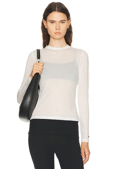 Sheer Long Sleeve Top Sail & Black
