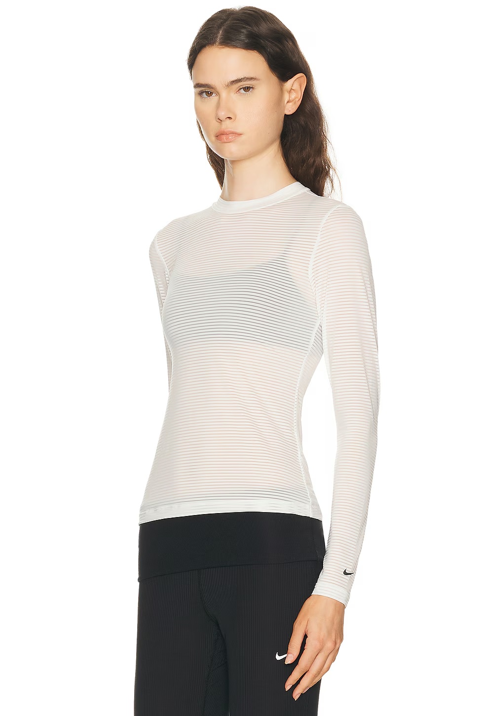 Sheer Long Sleeve Top Sail & Black