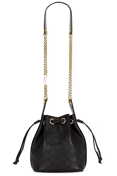 Small Cassandre Quilted Bucket Bag Nero