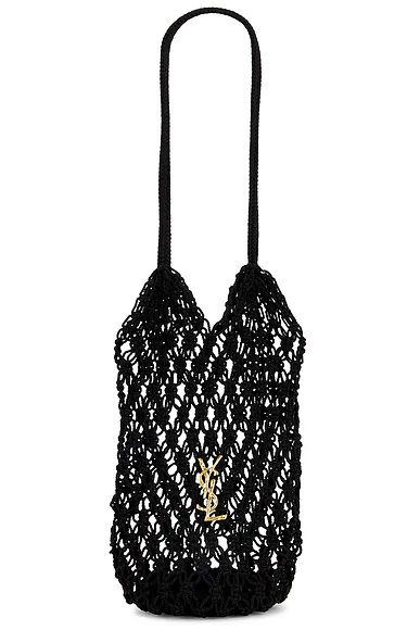 Large Cassandre Shopping Crochet Bag Nero