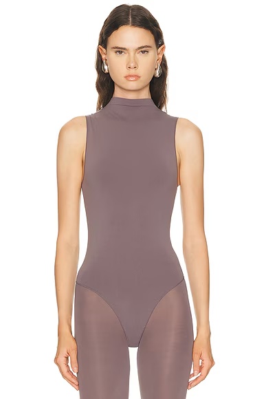 Idun Mockneck Sleeveless Bodysuit Mid Grey