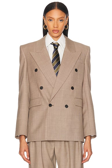 Double Breasted Blazer Taupe Beige