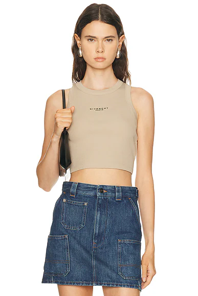 Cropped Tank Top Beige Cappuccino