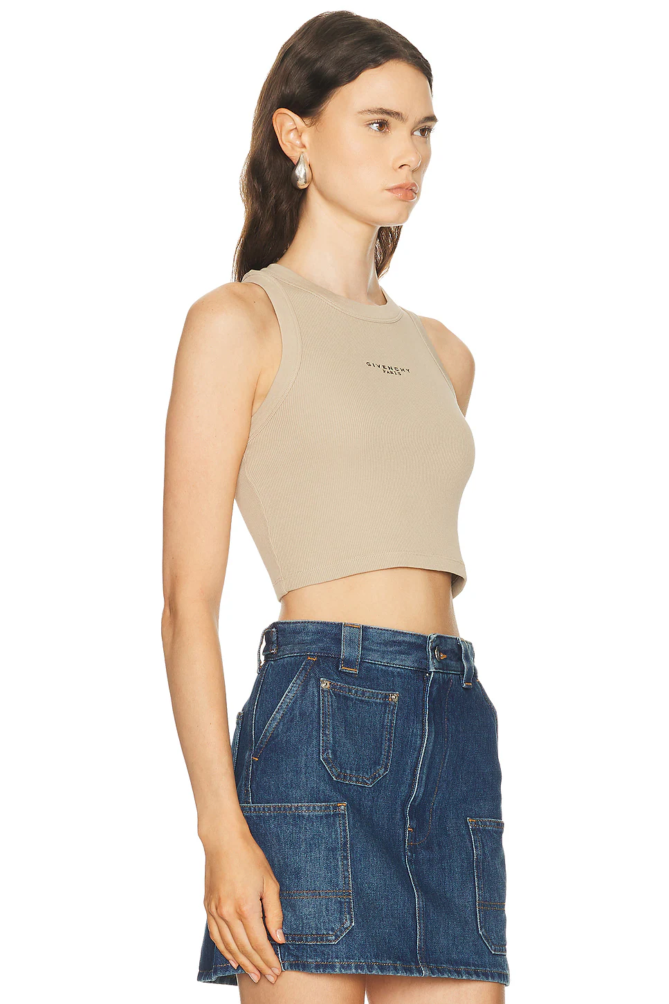Cropped Tank Top Beige Cappuccino