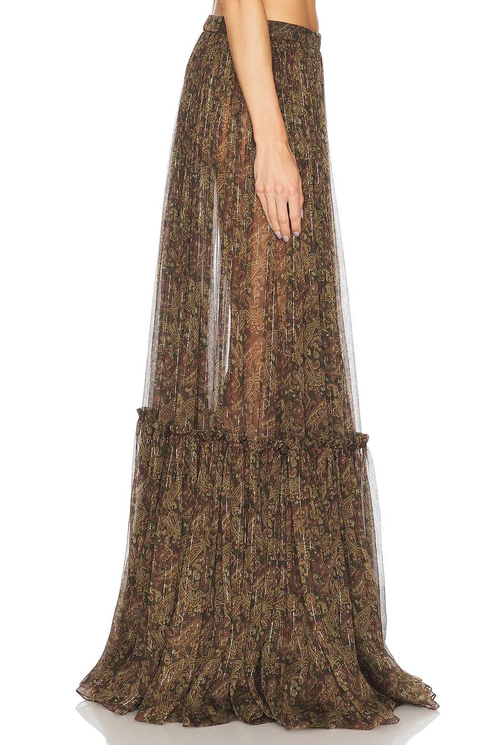 Tiered Maxi Skirt Kaki Bordeaux