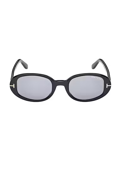 Oval Sunglasses Shiny Black & Smoke