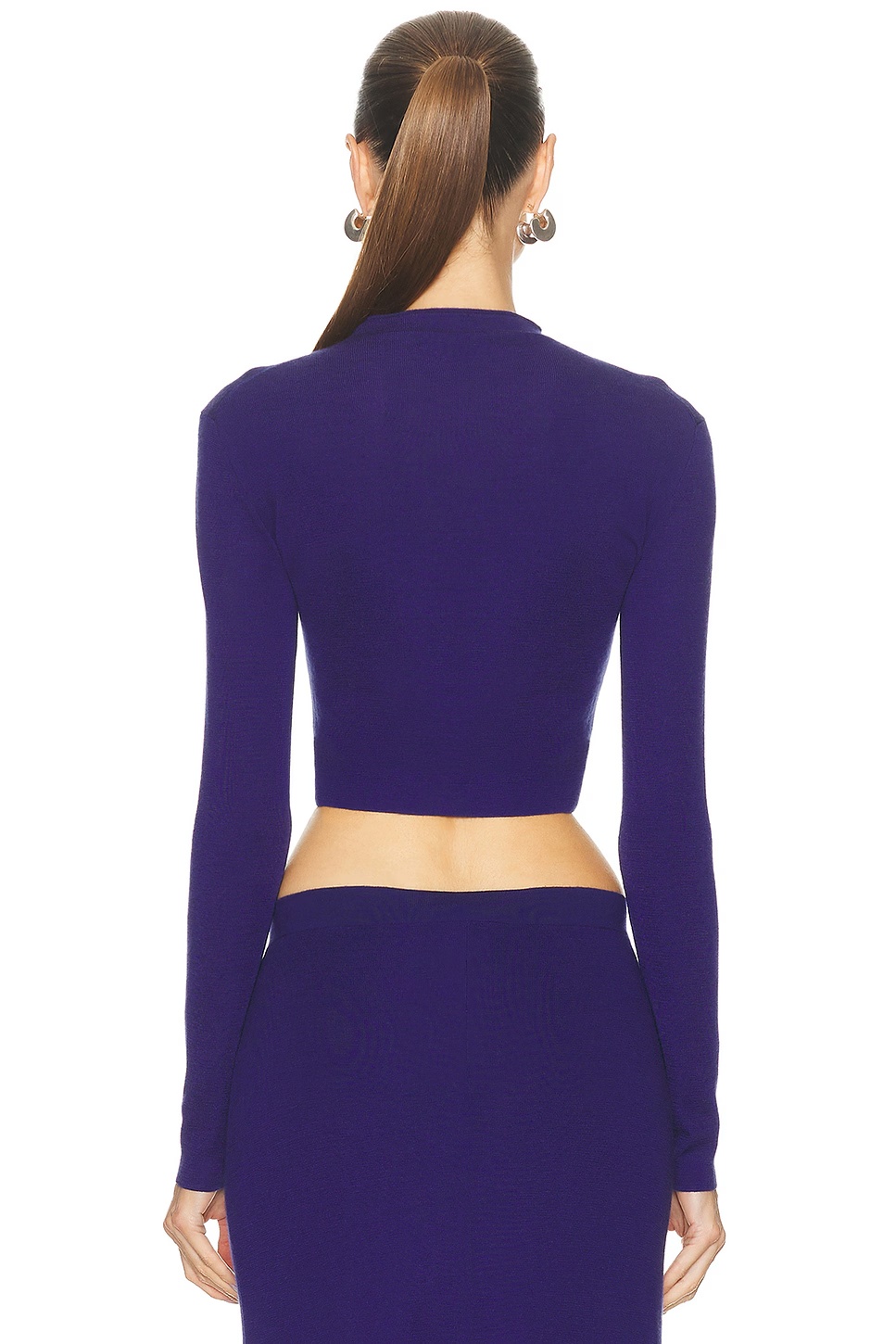Long Sleeve Cropped Top Quarz Blue