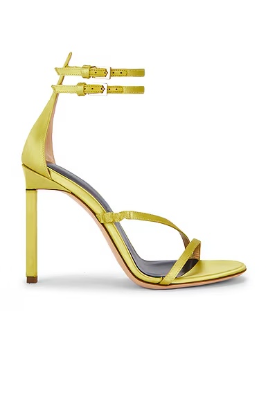 Satin Ankle Strap Sandal Canary Yellow
