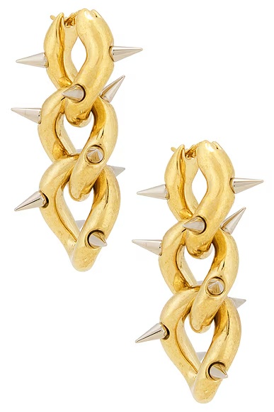 Spike Chain Earrings Semi Matte Gold & Silver