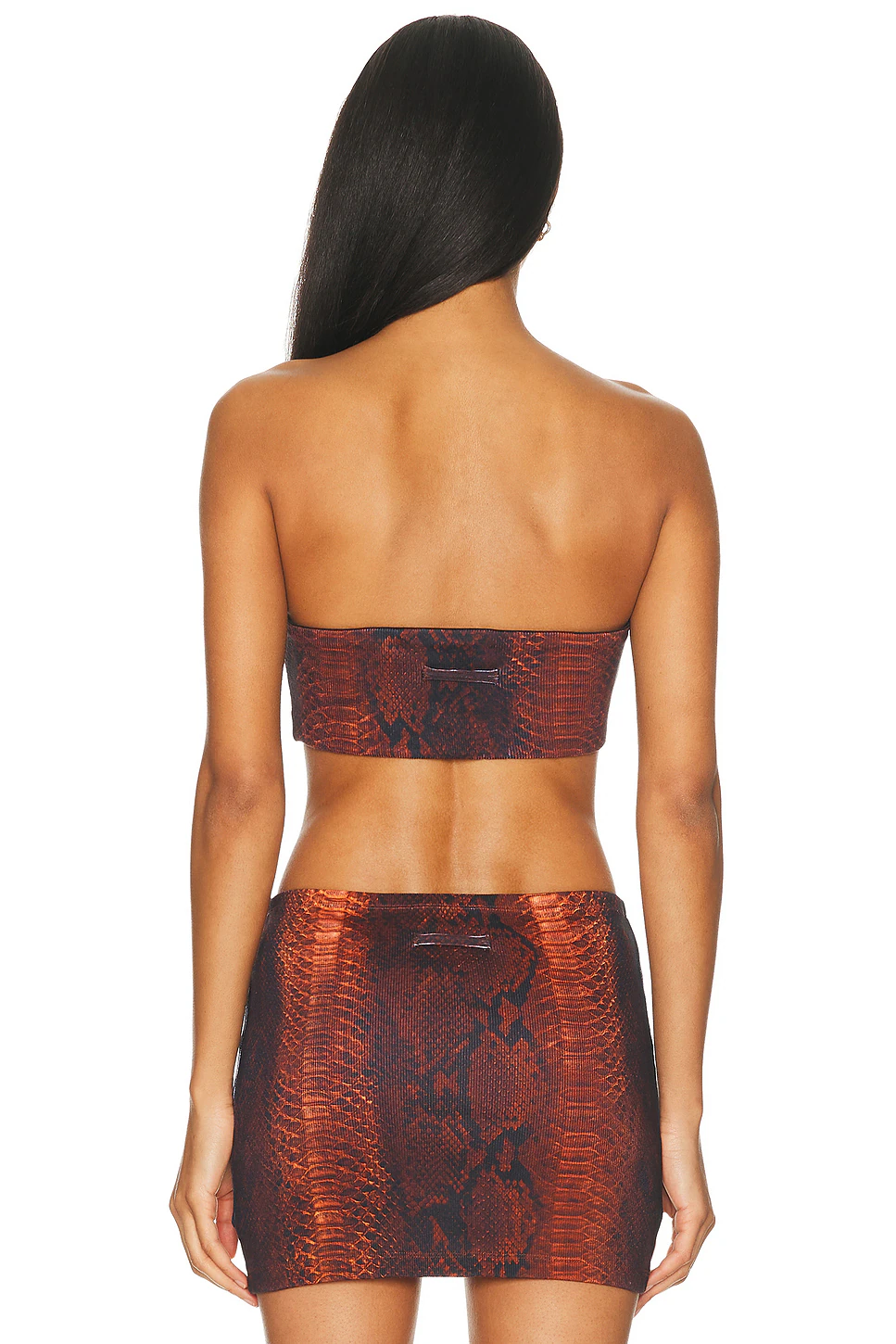Cotton Ribbed Printed Python Bra Top Brown & Black