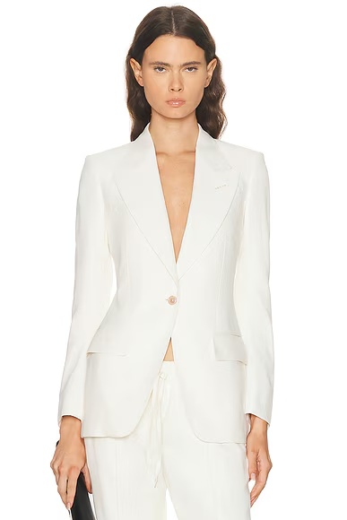 Fluid Single Breasted Jacket Cream