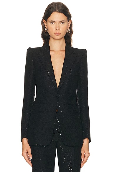Sequined Single Breasted Jacket Black