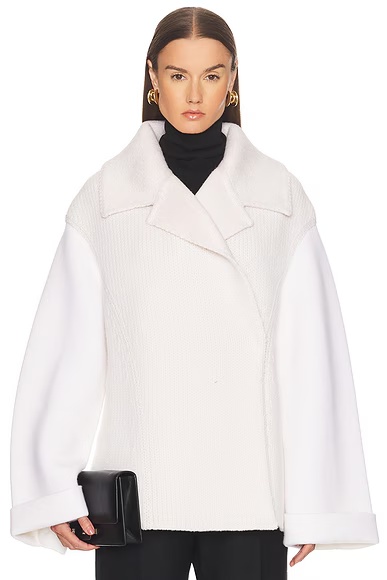 Bespoke Multi Gauge Double Breasted Blazer Off White