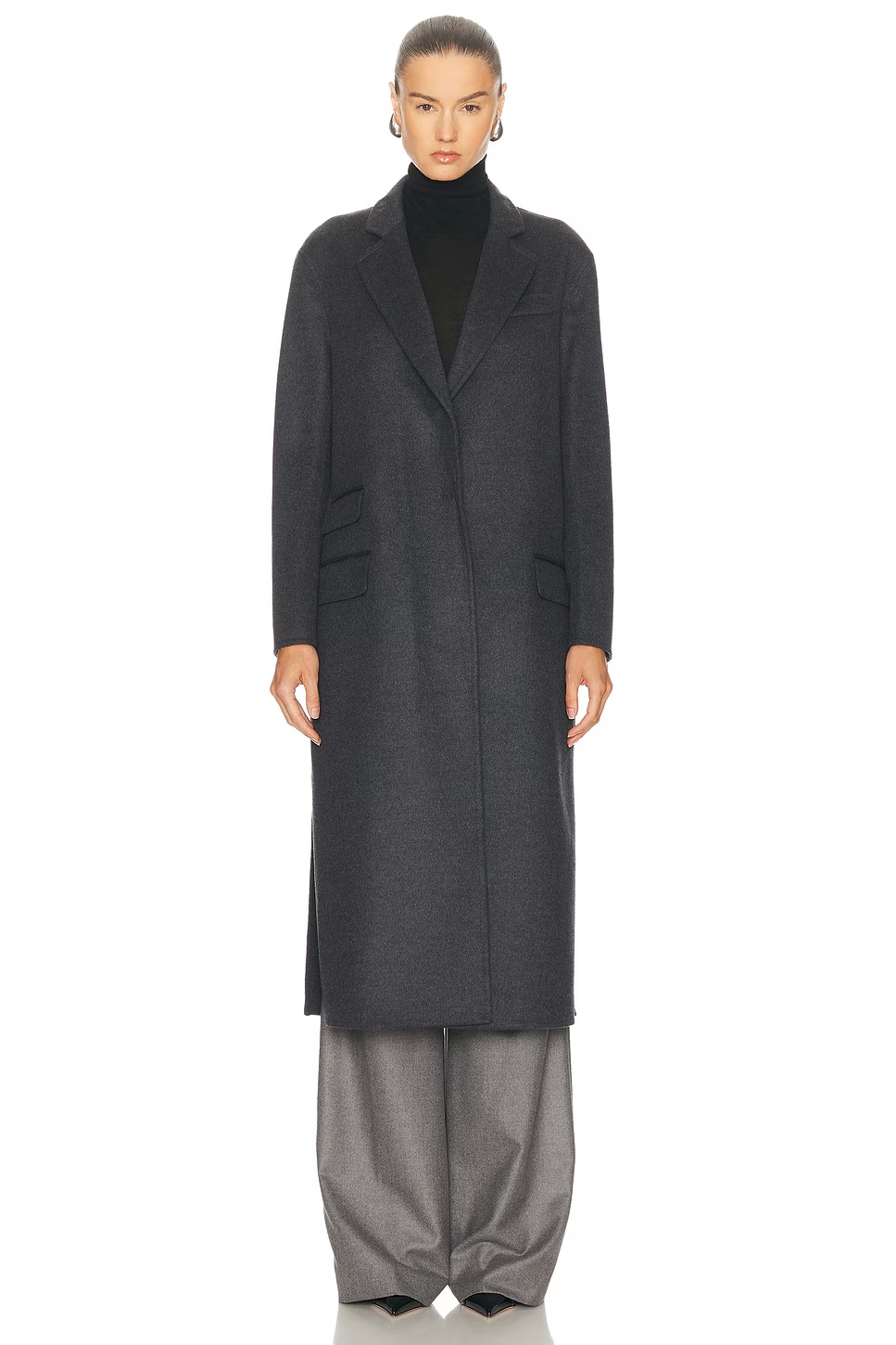Single Breasted Coat Dark Grey Melange