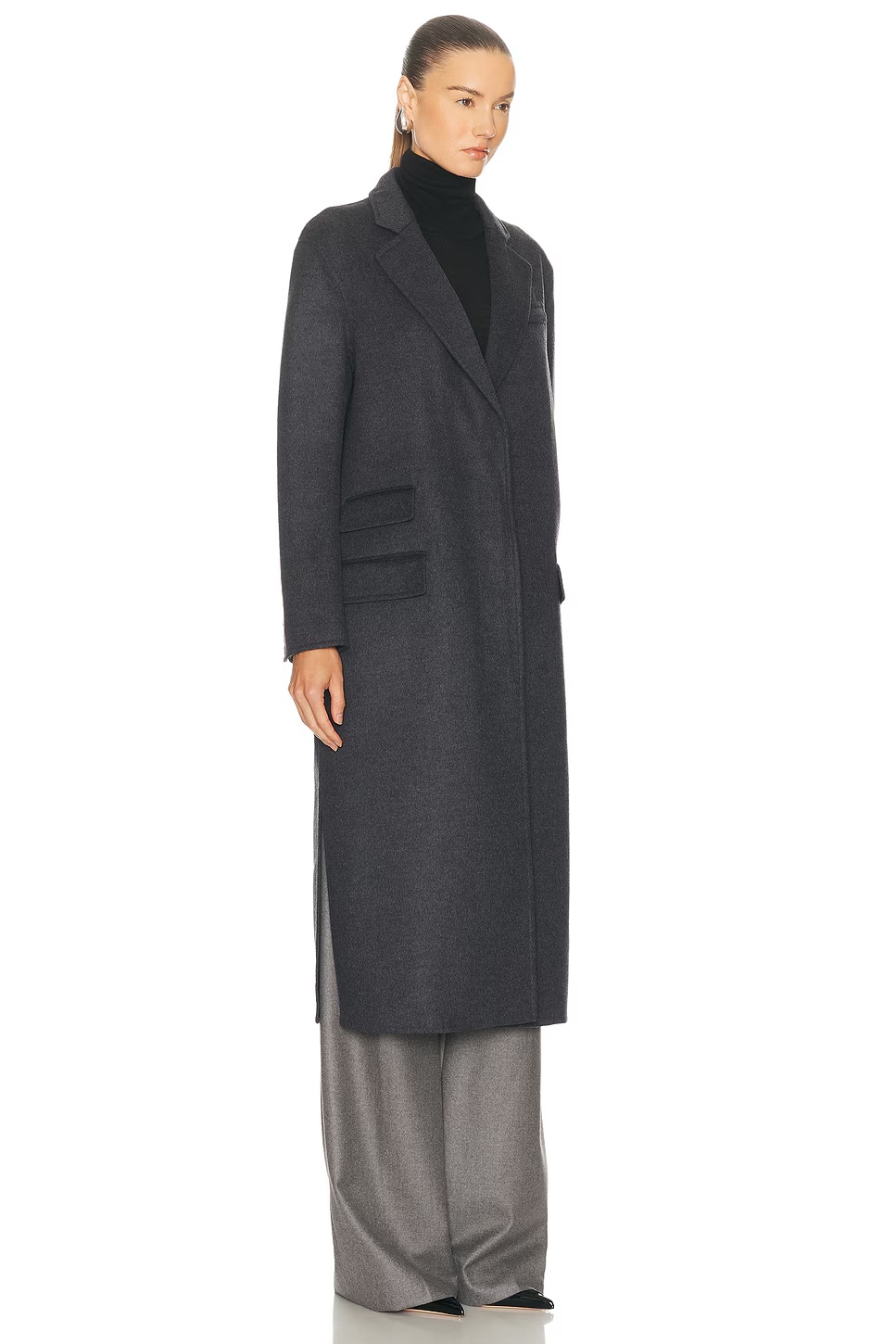 Single Breasted Coat Dark Grey Melange