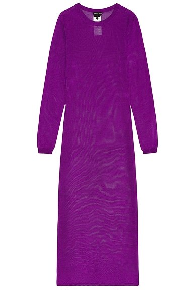 Extra Light Silk Crewneck Dress Bright Purple