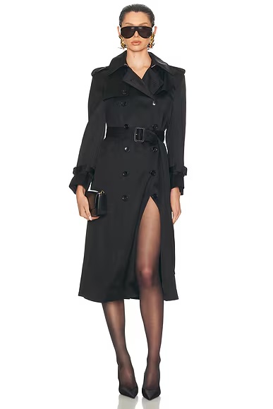 Shiny Trench Coat Black