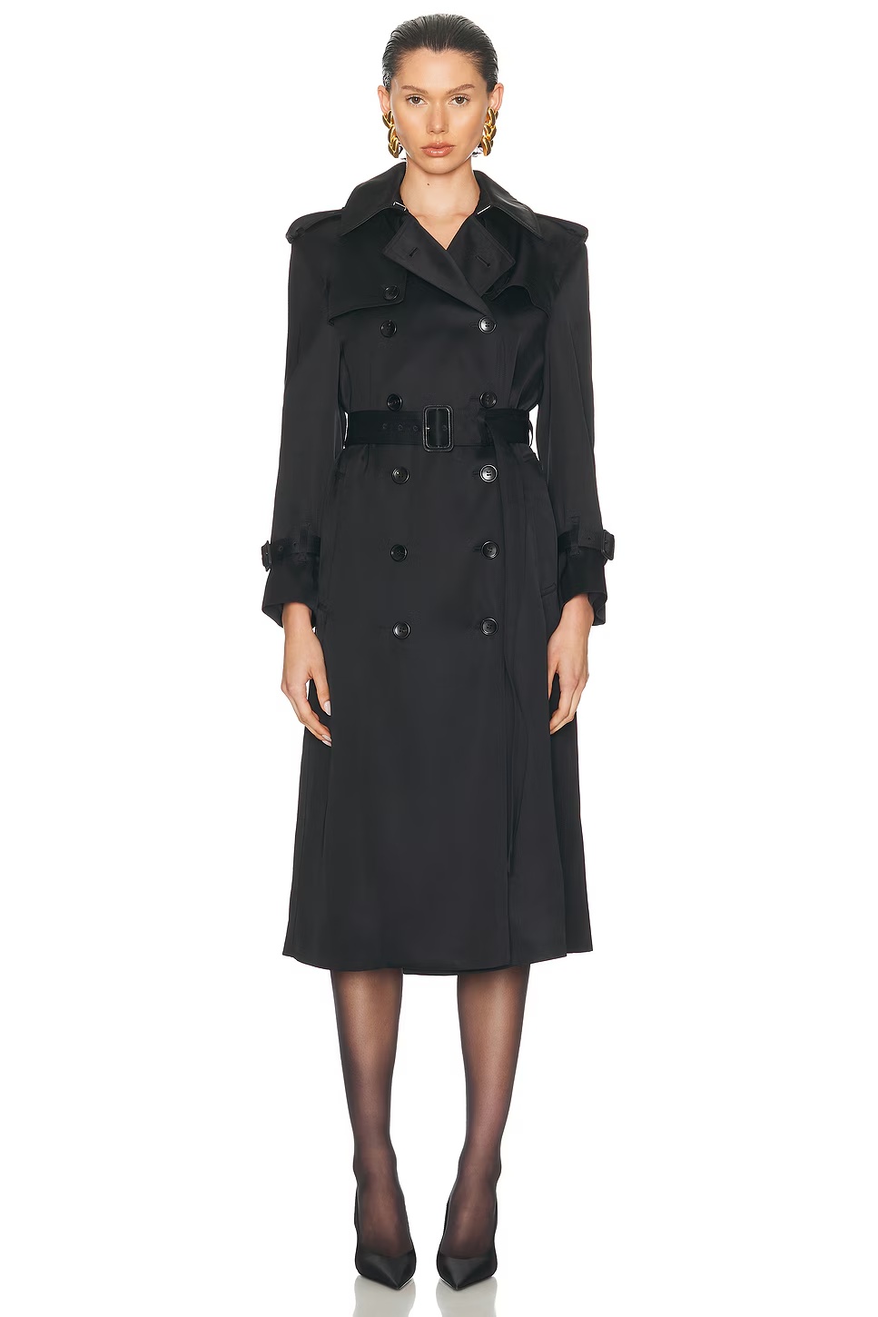 Shiny Trench Coat Black
