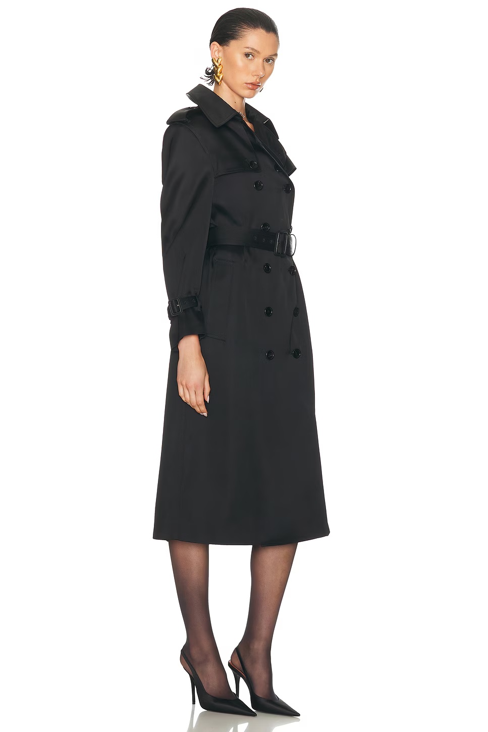 Shiny Trench Coat Black