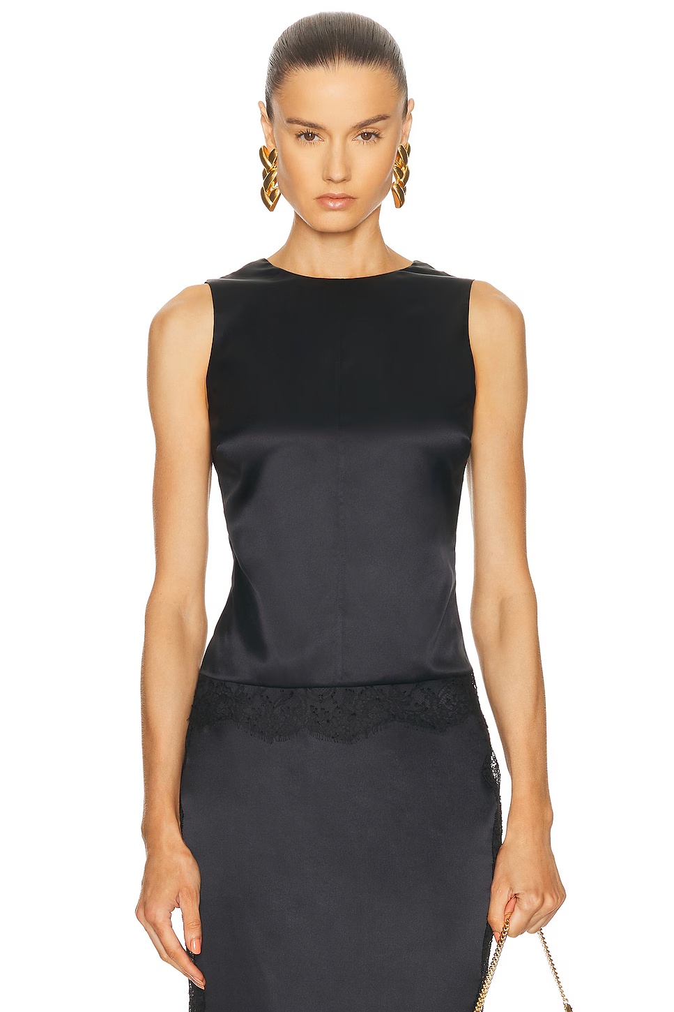 Lace Detail Strapless Top Black