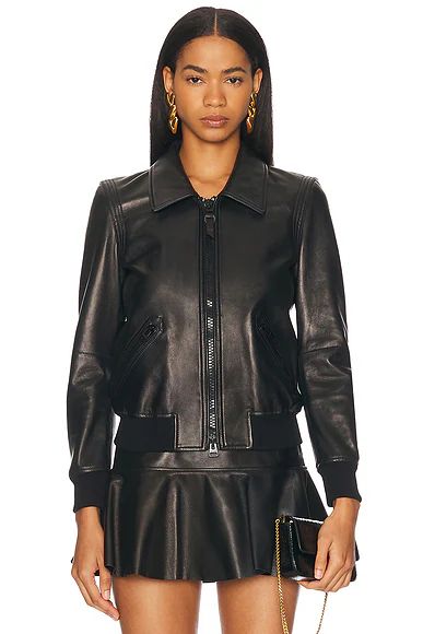 Leather Collar Jacket Black
