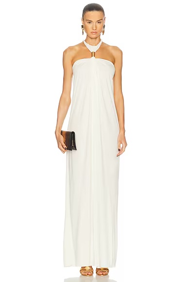 Halterneck Evening Dress Off White