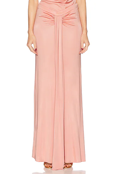 Textured Lustrous Long Skirt Dark Antique Pink