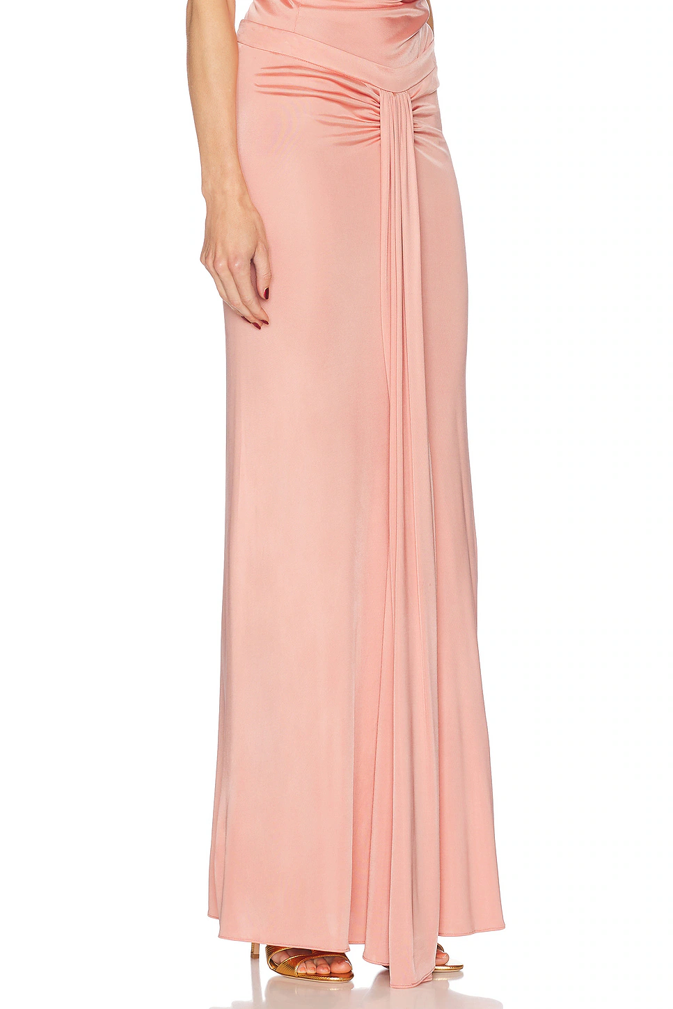 Textured Lustrous Long Skirt Dark Antique Pink