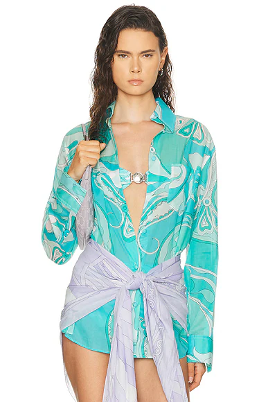 Button Up Top Turquoise
