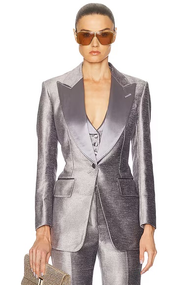 Single Breasted Tuxedo Jacket Steel Grey