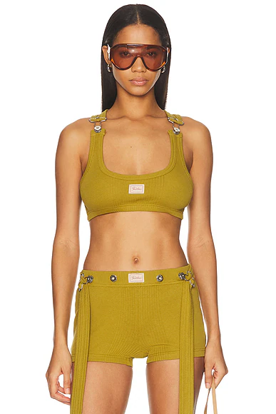 Cotton Ribbed Bra Top Green