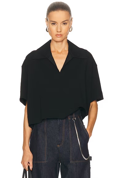 Short Sleeve Polo Top Black