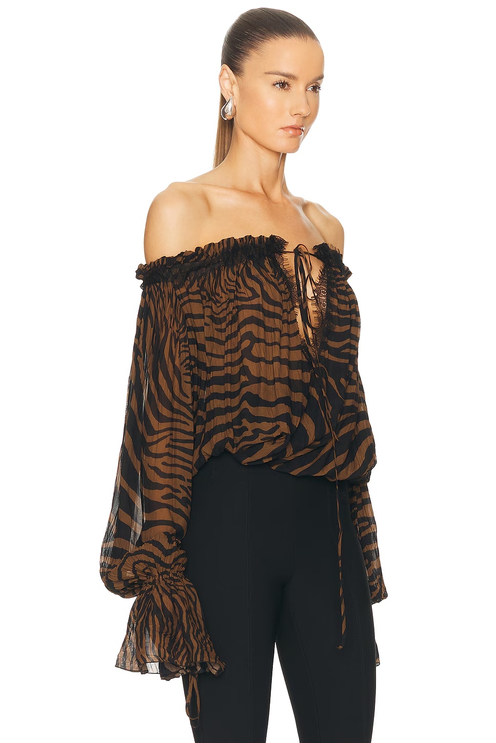 Off The Shoulder Top Toffee Brown & Black