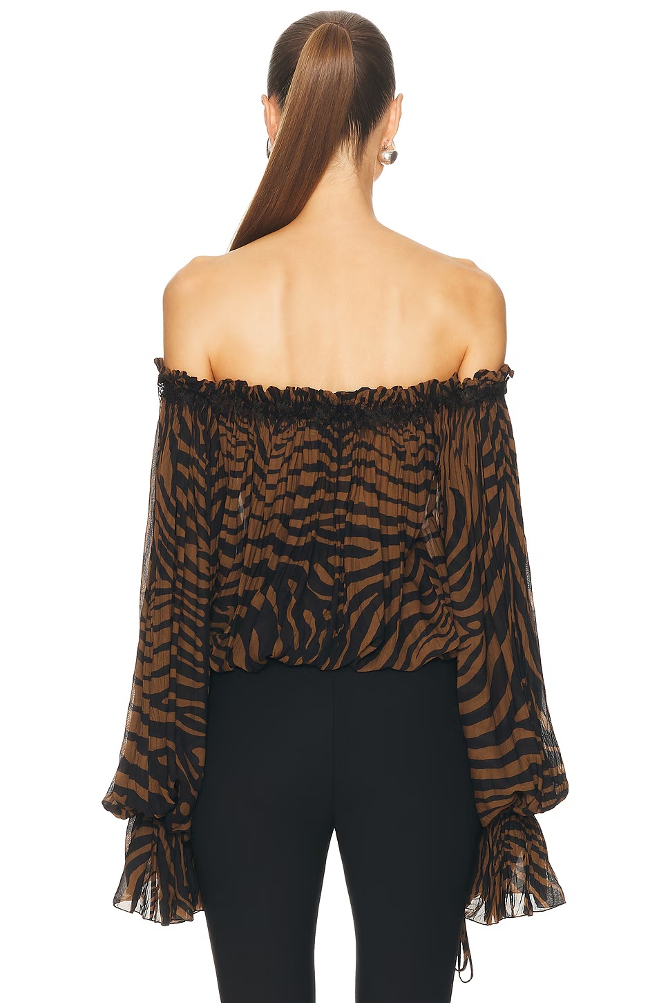 Off The Shoulder Top Toffee Brown & Black