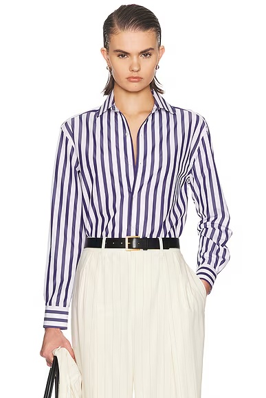 Capri Button Up Top Icon Navy & White