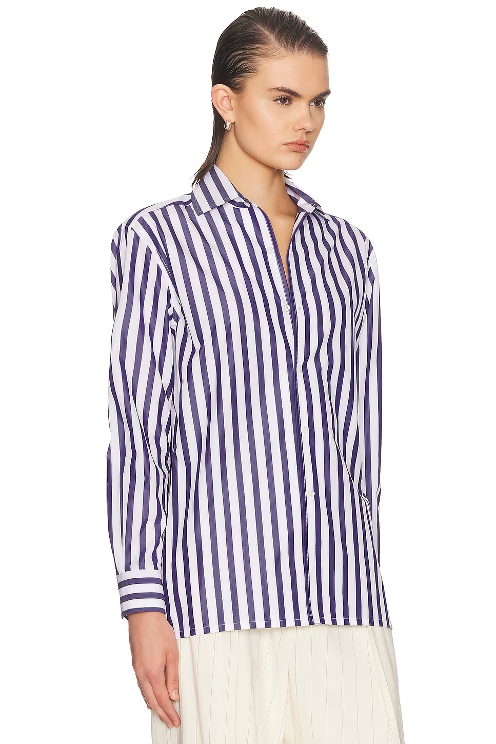 Capri Button Up Top Icon Navy & White