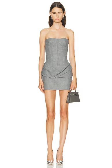 Longline Cupped Corset Mini Dress Grey