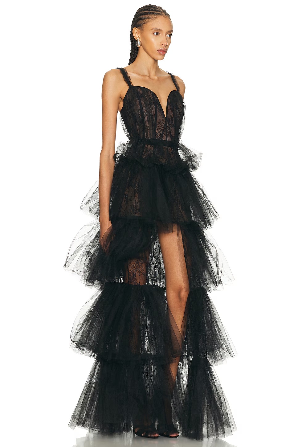 Alphild Bustier Tiered Gown Black