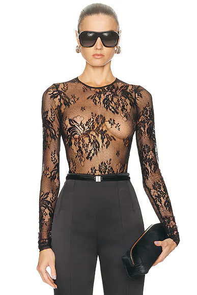Evening Lace Bodysuit Black