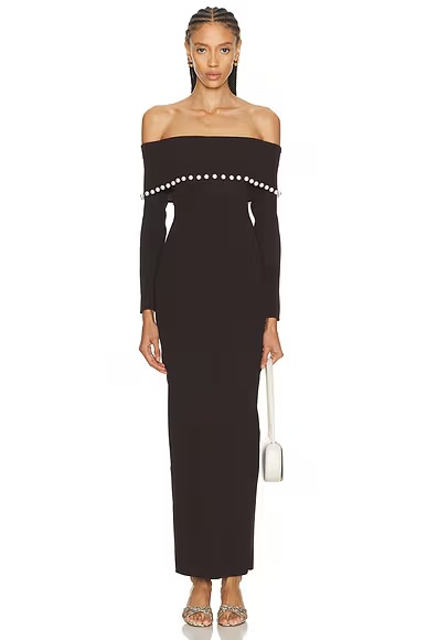 Anya Ribbed Foldover Dress Black Coffee