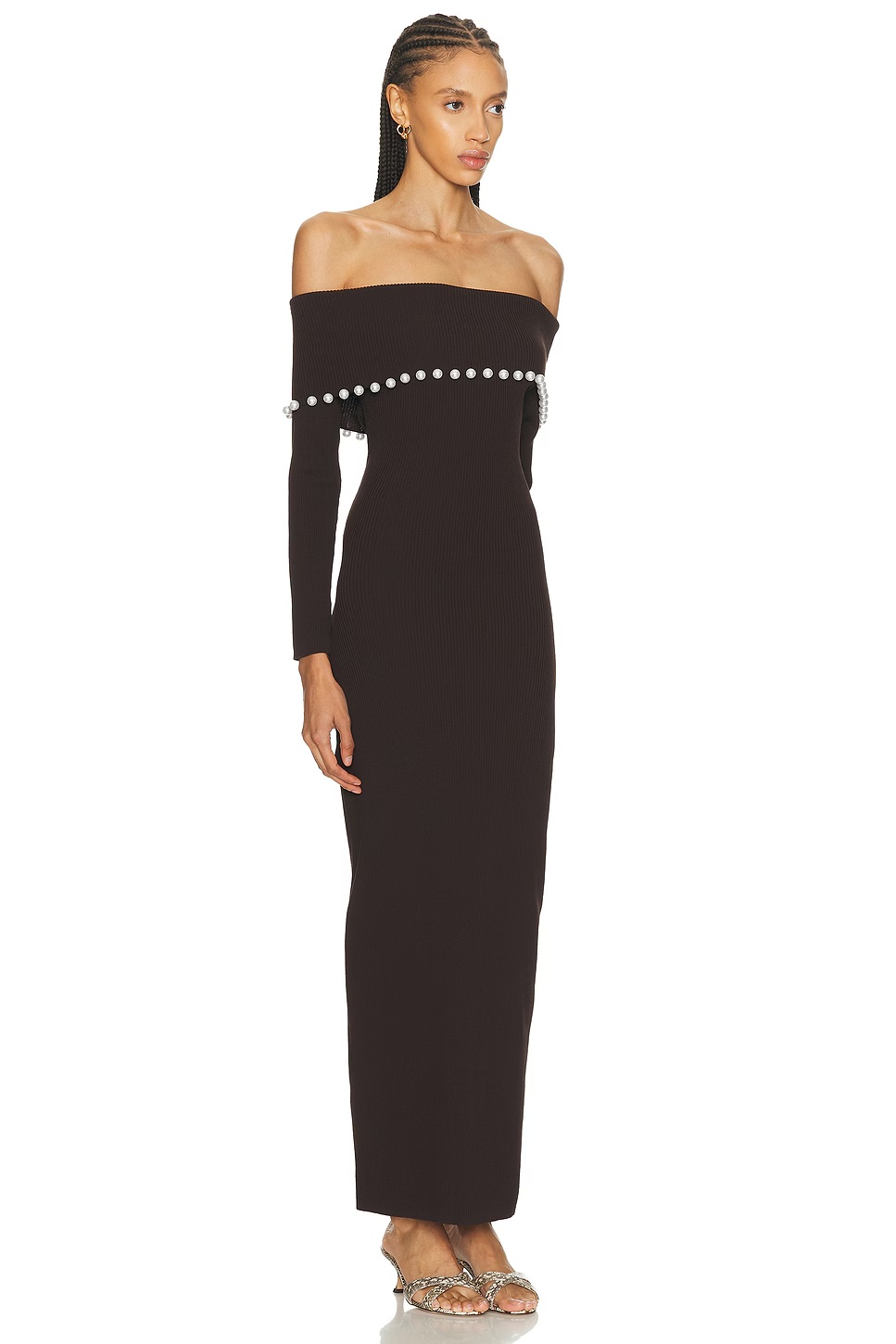 Anya Ribbed Foldover Dress Black Coffee