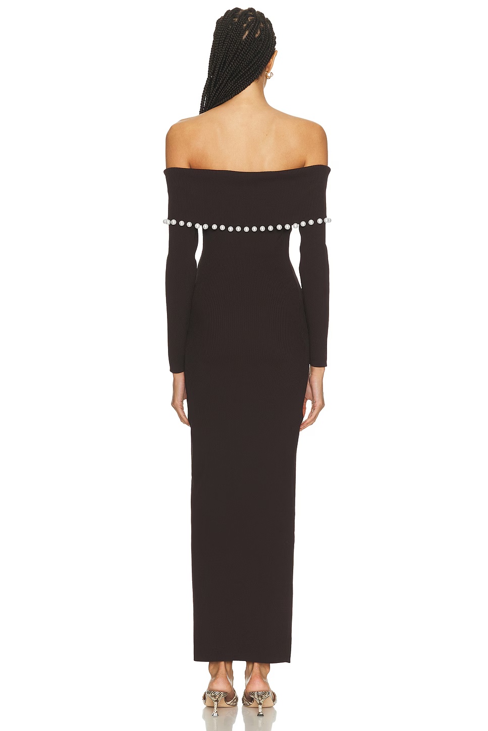 Anya Ribbed Foldover Dress Black Coffee