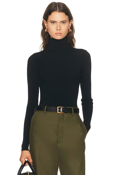 Matte Turtleneck Top Black